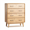 Wooden dresser storage cabinet with four drawers in natural finish 80 x 50 x 100cm