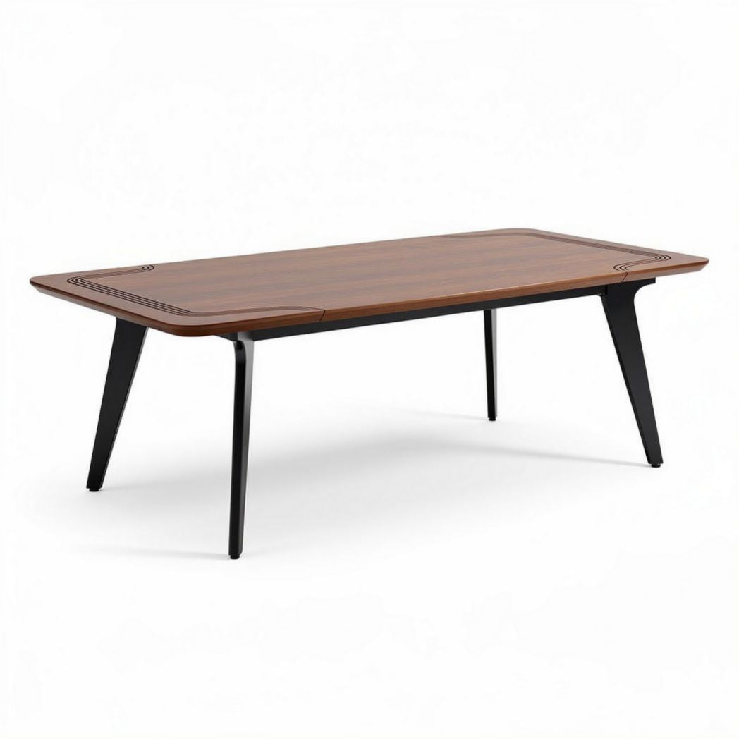 Coffee table with wooden surface and black metal legs 120 x 60 x 45cm