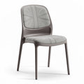 Gray upholstered dining chair with perforated seat design 45 x 50 x 90cm
