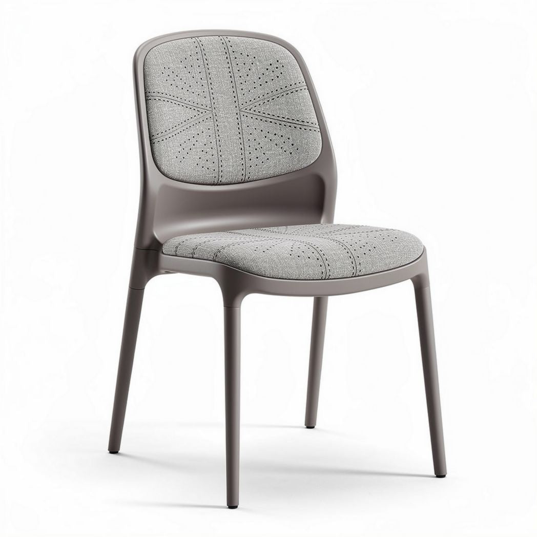 Gray upholstered dining chair with perforated seat design 45 x 50 x 90cm