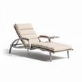 Aluminum outdoor lounge chair with adjustable backrest and side table beige fabric 188 x 70 x 32cm