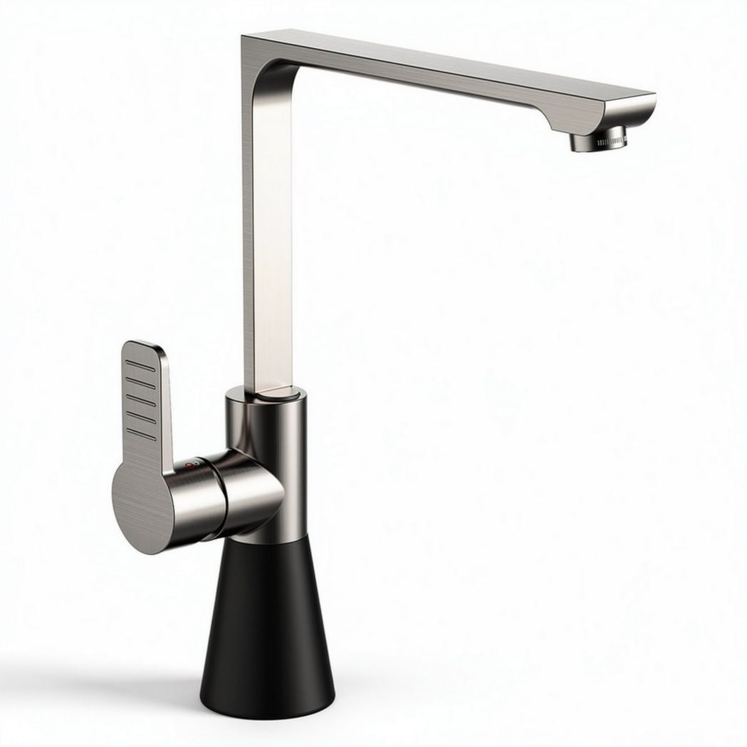 Matte black and stainless steel kitchen faucet with pull-down sprayer 20 x 10 x 30cm