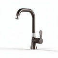 Brushed nickel kitchen faucet with pull down sprayer and rotating spout