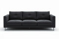 Modern fabric sofa in dark gray with three cushions and chrome legs 180 x 80 x 90cm