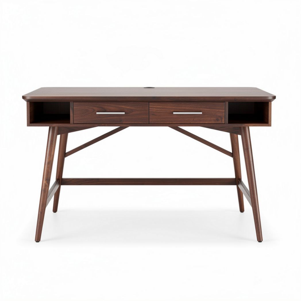 Wooden writing desk with two drawers and open storage space 120 x 60 x 75cm