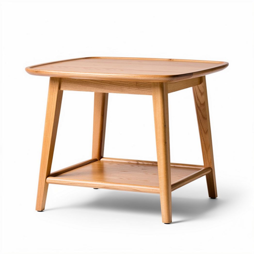 Wooden side table with open shelf for living room 60 x 60 x 45cm